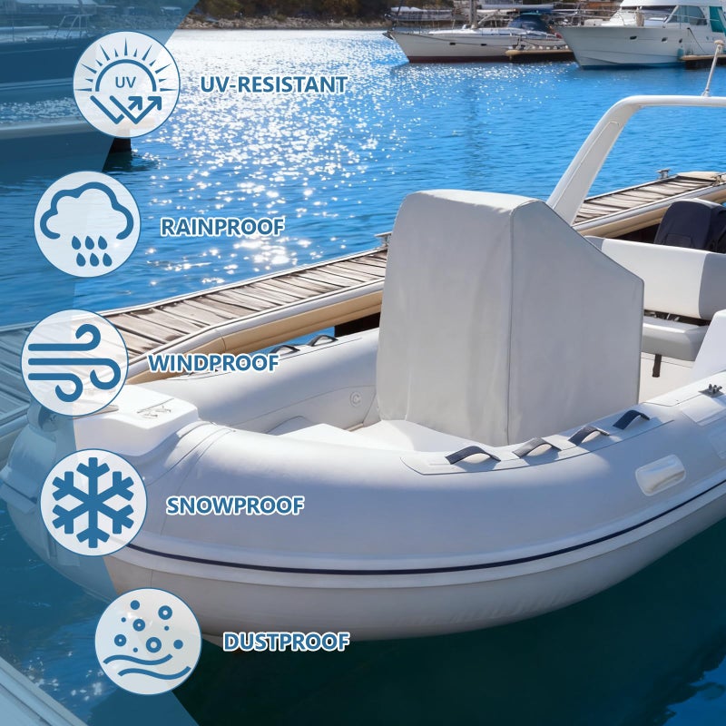 FCOUIID Boat Center Console Cover, 600D Marine Grade Polyester Canvas, Waterproof, Grey (Medium Size up to 40" W 30" L 44" H) - Image 5